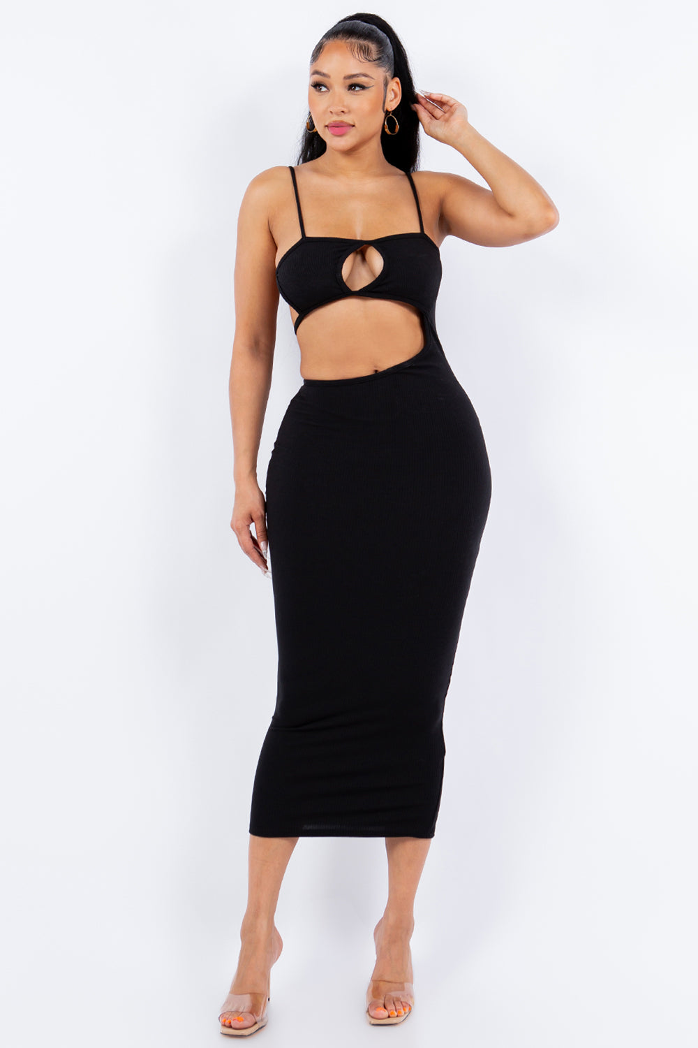 Genesis Ribbed Cut-Out Midi Dress (Copia)