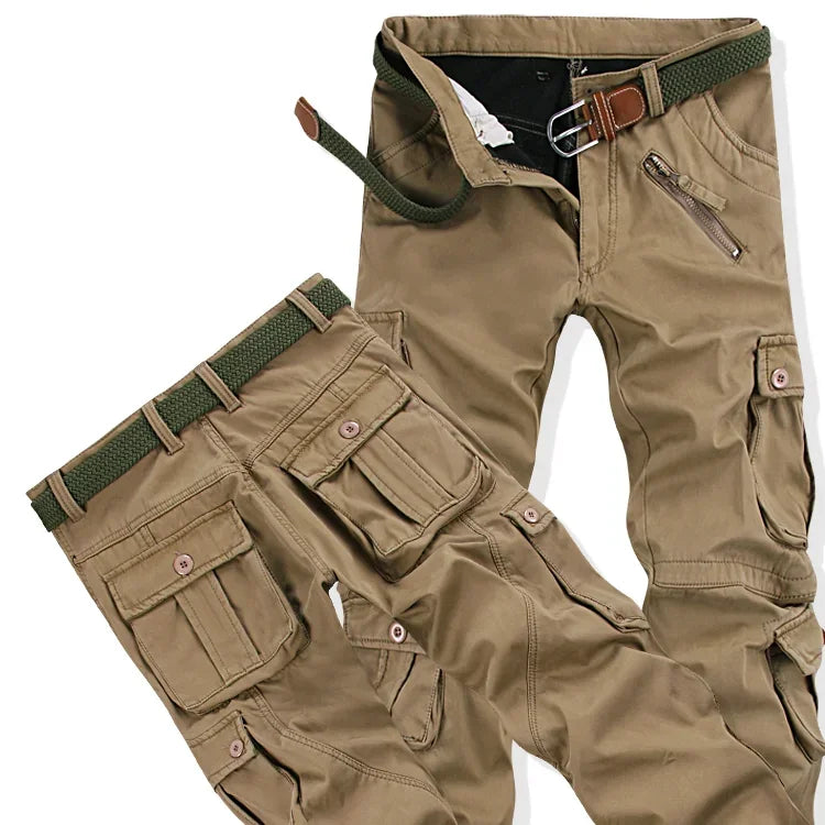 Men's Winter Pant Thick Warm Cargo Pant Casual Fleece Pocket Fur Trouser Plus Size Brushed Fashion Loose Baggy Joger Worker Male